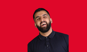 Comedian Bilal Rashid laughing