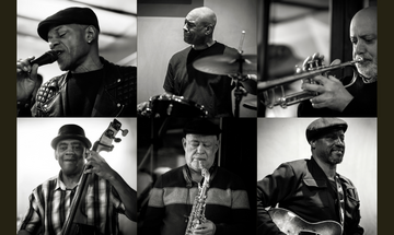A gallery of musicians from Effra Band, a Jamaica Jazz ensemble