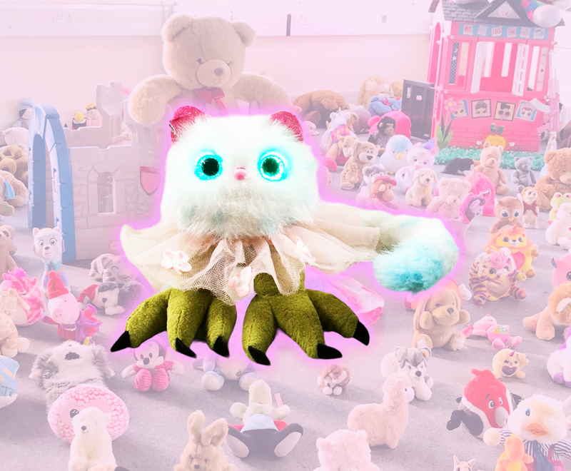 A hybrid teddy bear on a background of teddies