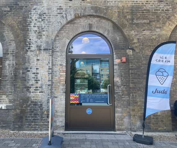 The entrance to the Visitors' Book Cafe at Woolwich Works