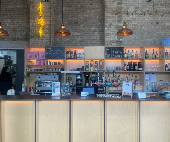 The cafe counter at Visitors' Book Cafe at Woolwich Works