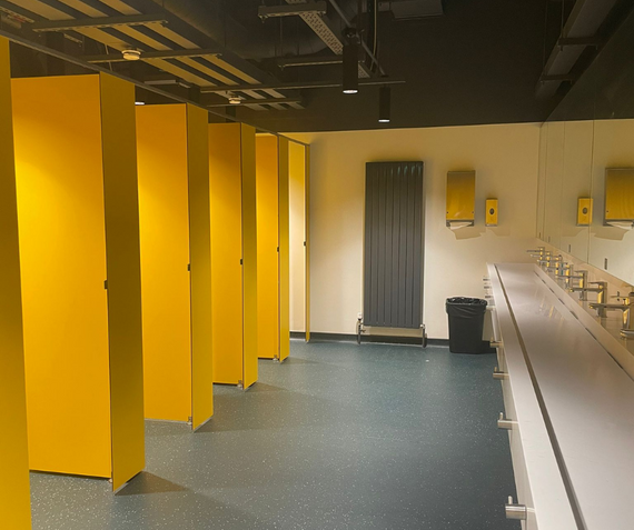 Inside the toilets at Woolwich Works