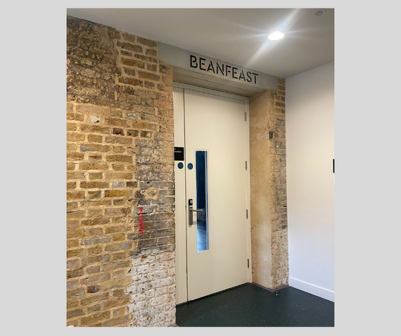 The entrance to the space Beanfeast at Woolwich Works